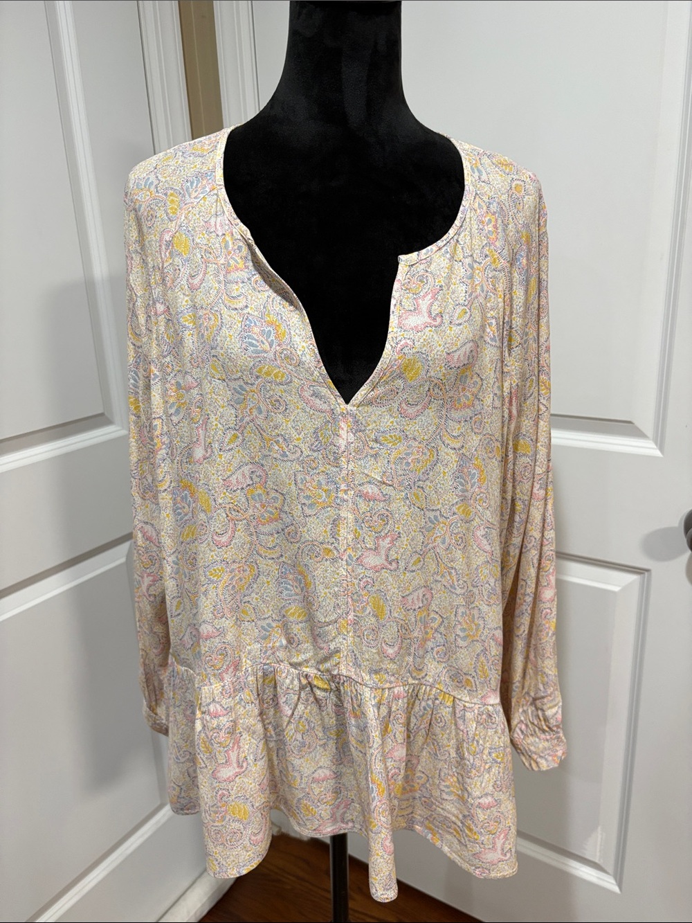 GAP Pastel Paisley Peplum Tunic - Pink, Yellow, Blue